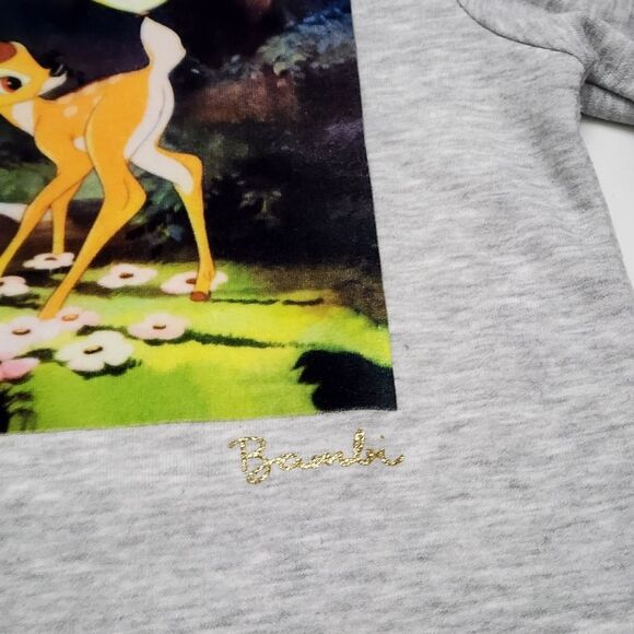 Disney H&M Girls Bambi Velvet Motif Spring Grey Sweatshirt Sweater Size 4-6 - Picture 6 of 9